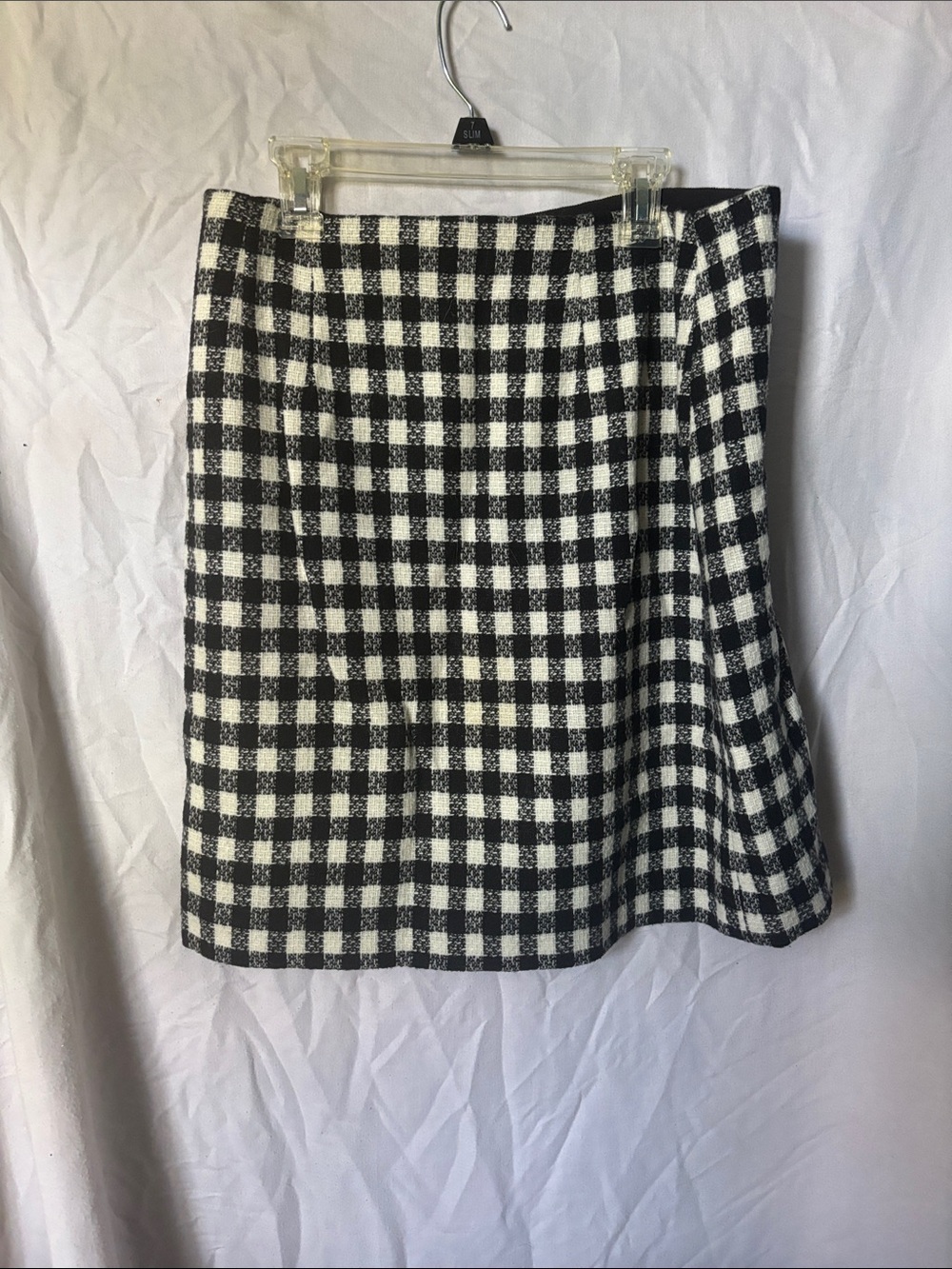 Talbots Black and White Gingham A-Line Skirt wool